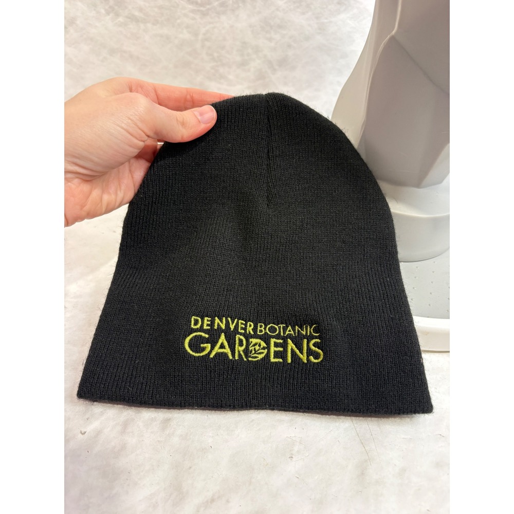 Denver Botanic Gardens Beanie Hat Cap America Black Embroidered Made in USA